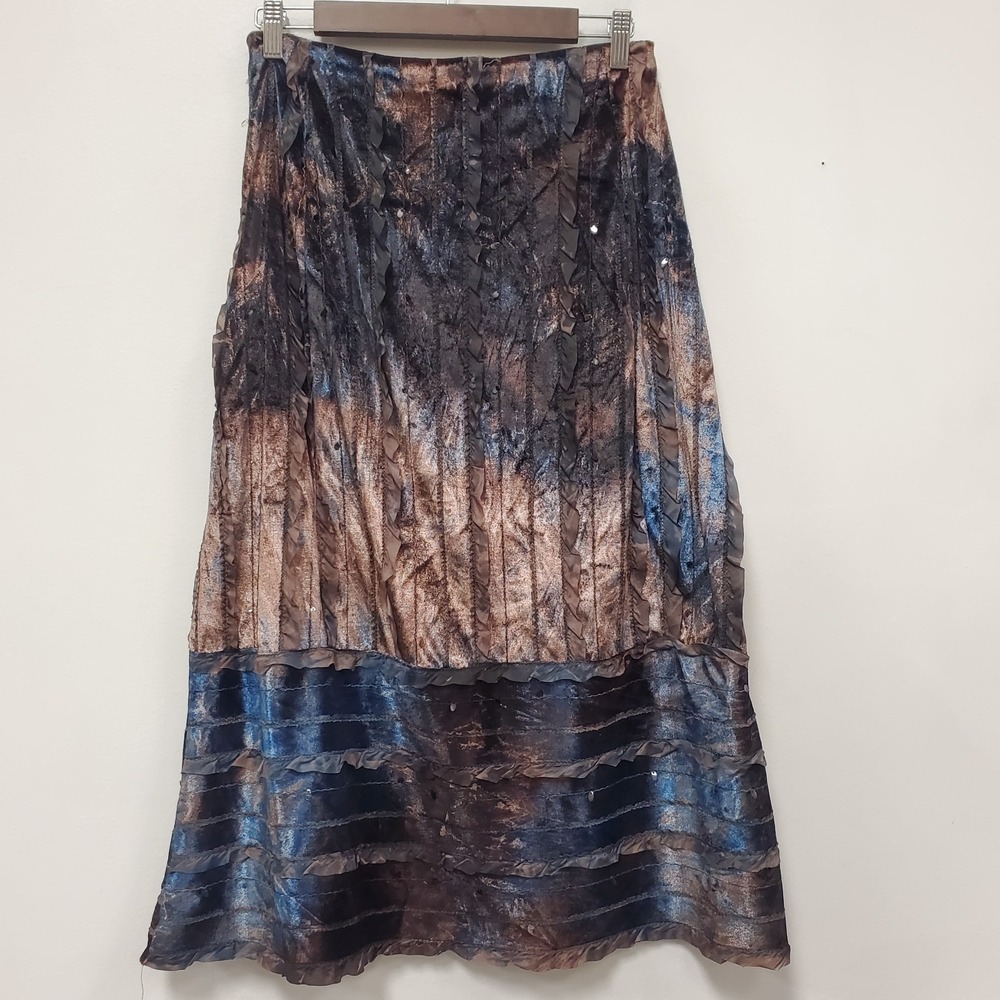 Handmade Fairy Grunge Midi Skirt Size XS Velvet Sequin Artsy Celestial Ruffle
